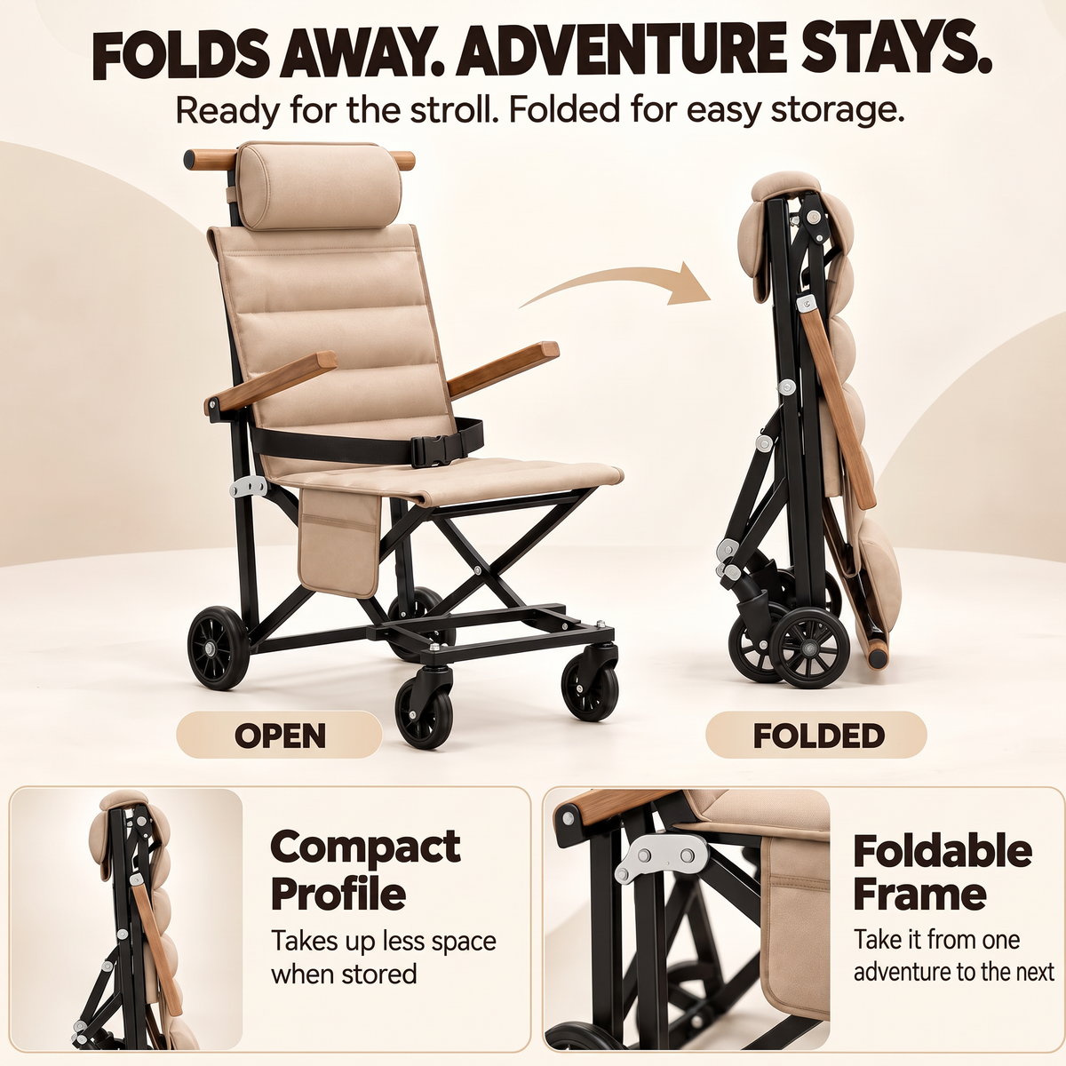 EverGlide Folding Transport Chair